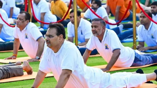 Rajasthan CM Bhajanlal Sharma celebrates International Yoga Day at SMS stadium